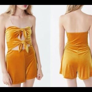 URBAN OUTFITTERS YELLOW VELVET ROMPER, SIZE SMALL